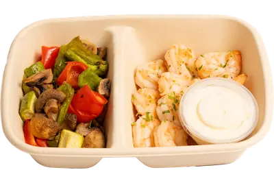 Creamy Garlic Shrimps with Roasted Veggies
