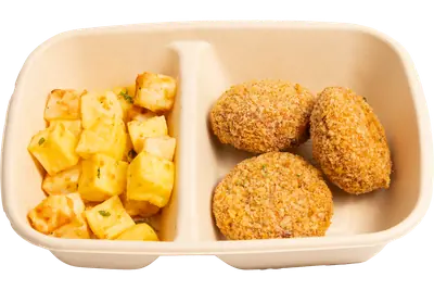 Crispy Baked Chicken Cutlet with Roasted Garlic Potato