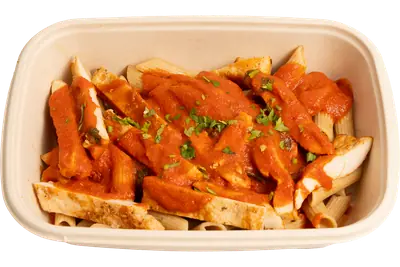Garlic Tomato Basil Chicken with Brown Pasta