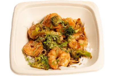 Lemon Garlic Shrimp with Rice Noodles