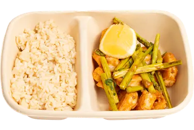 Shrimps and Asparagus with Brown Rice